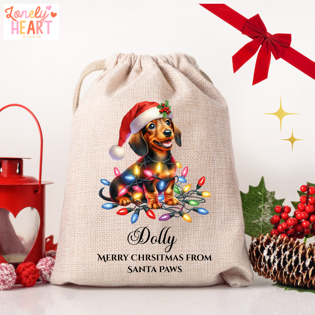 🎄 Personalised Dog Breed Christmas Santa Sack – Christmas Gift Bag