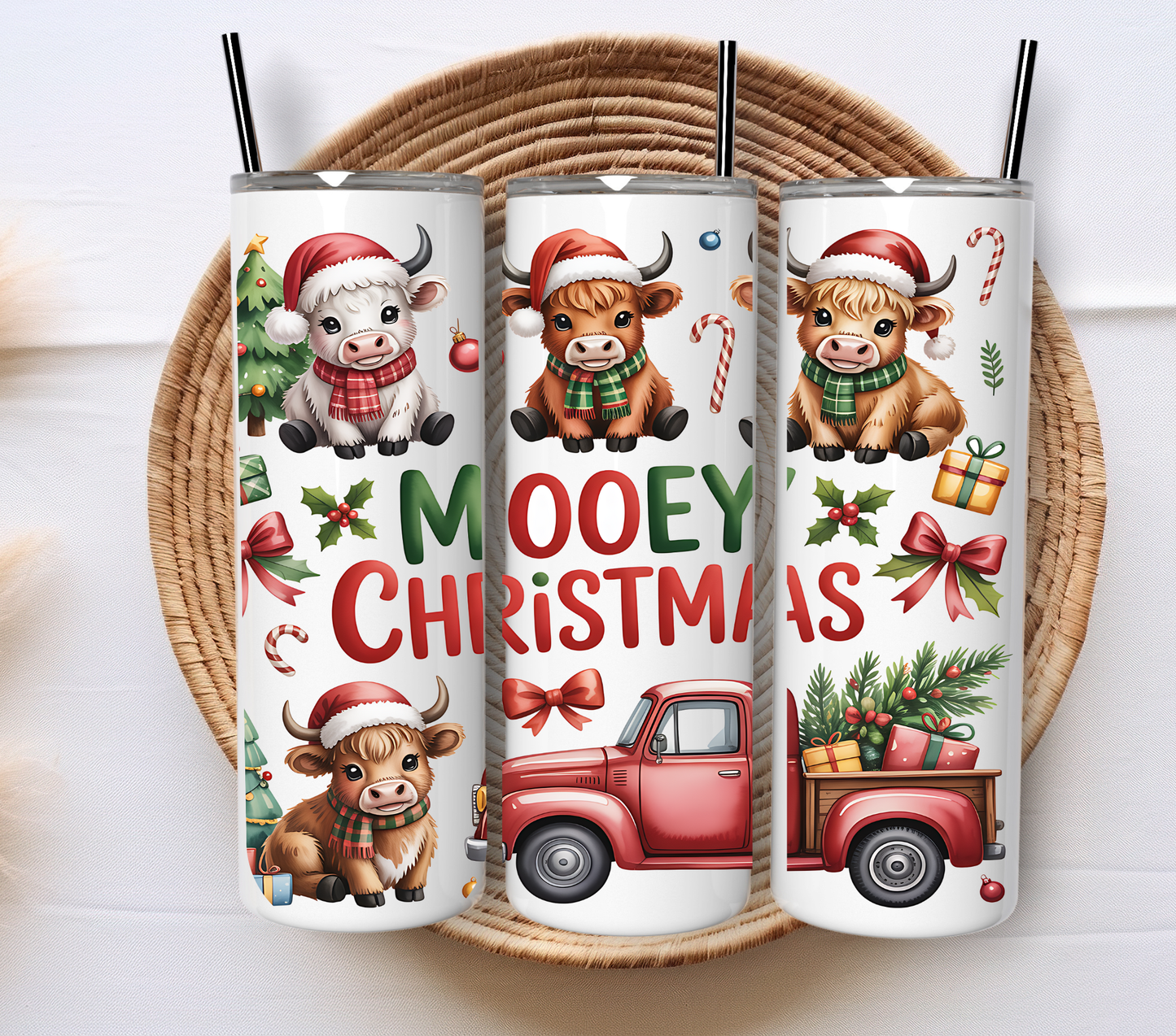 Christmas 20oz Tumbler – Festive Stainless Steel Insulated with metal straw - perfect for hot and cold drinks