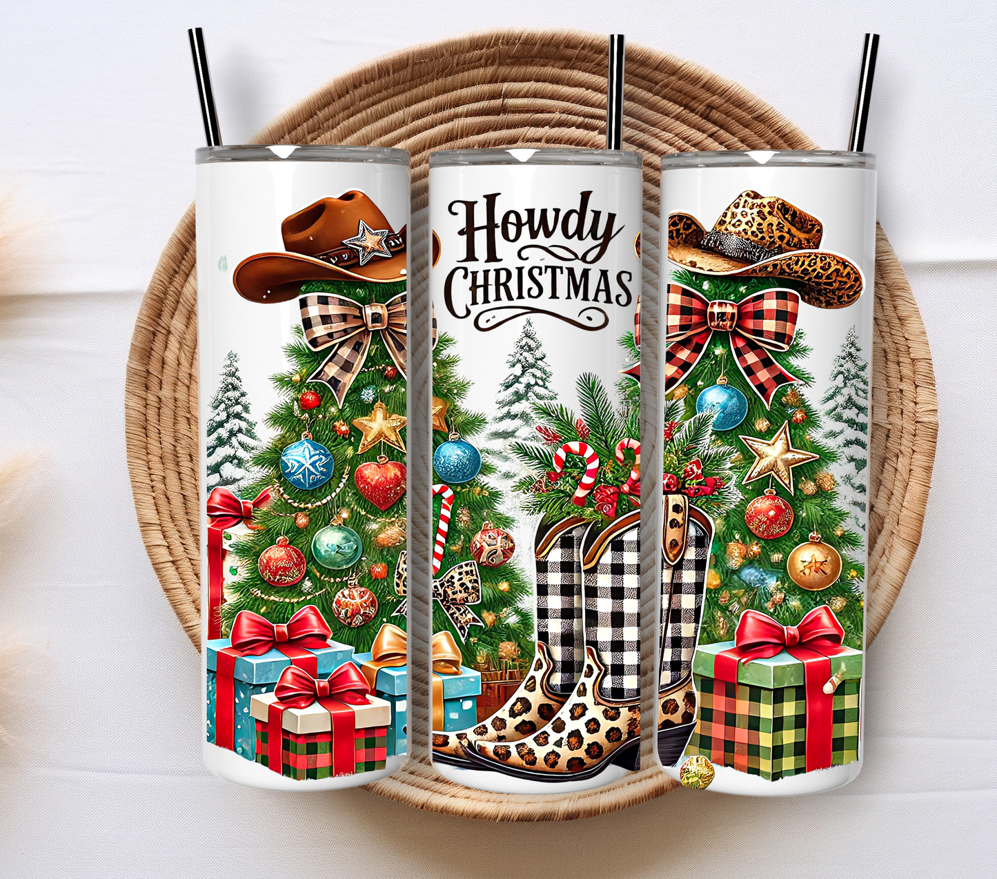 Christmas 20oz Tumbler – Festive Stainless Steel Insulated with metal straw - perfect for hot and cold drinks