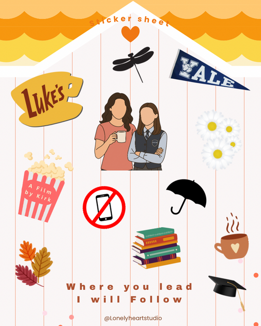 Gilmore Girls inspired cute collection sticker sheet - 13 cute stickers