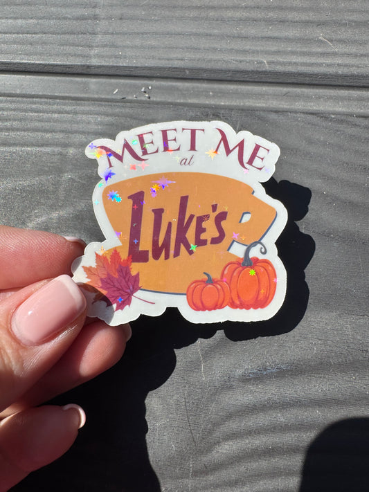 Gilmore Girls inspired 'meet me at Lukes' - Glitter Vinyl Sticker