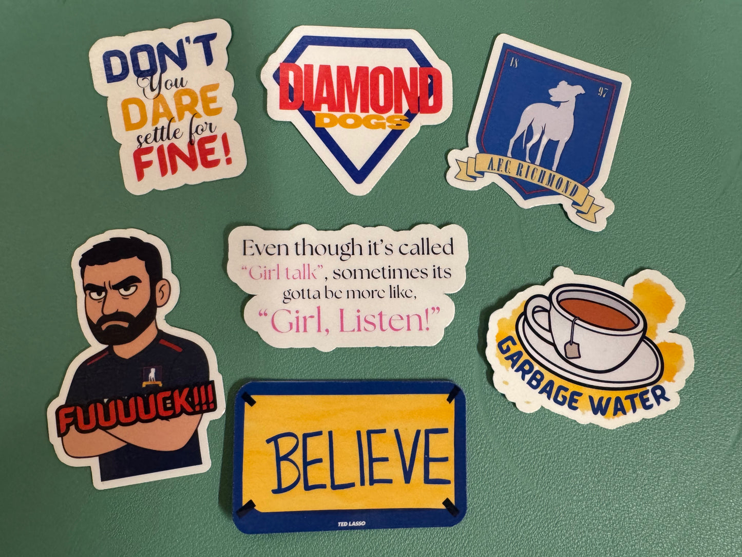Ted Lasso Sticker Pack - Contains 7 vinyl high quality stickers