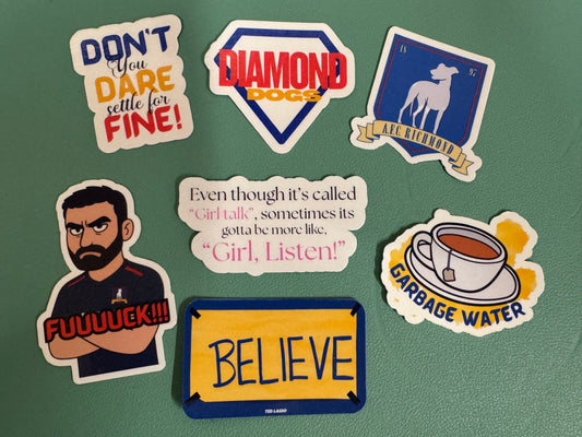 Ted Lasso Sticker Pack - Contains 7 vinyl high quality stickers