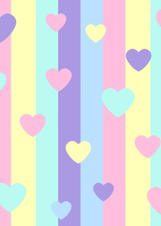 Colourful hearts and stripes Kindle Insert