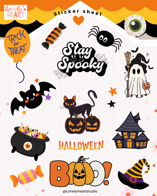 Halloween collection sticker sheet - 15 cute stickers