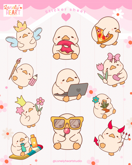 Duckies cute collection sticker sheet - 11 cute stickers