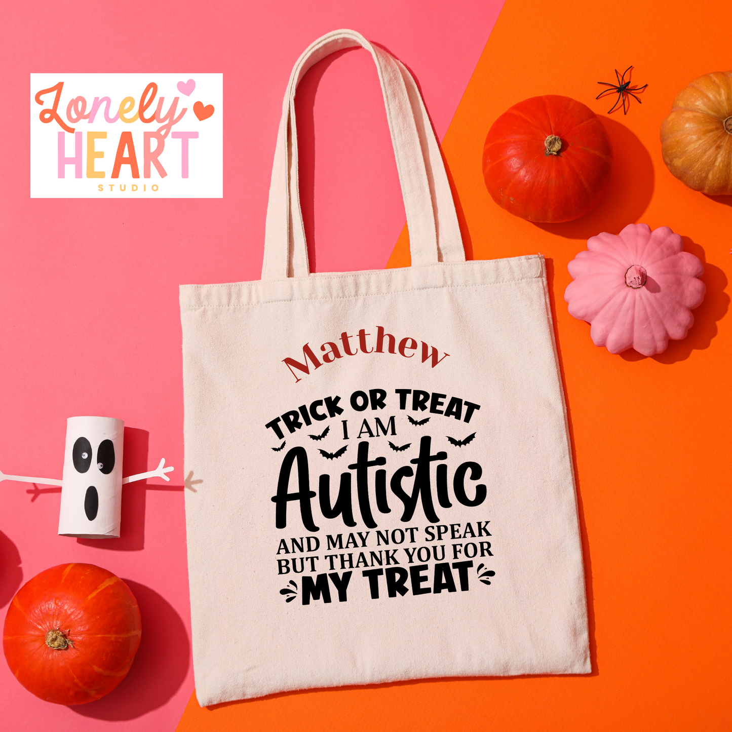 *Pre-Order* Trick or Treat Mini Tote Bags - Personalised 5 designs to chose from