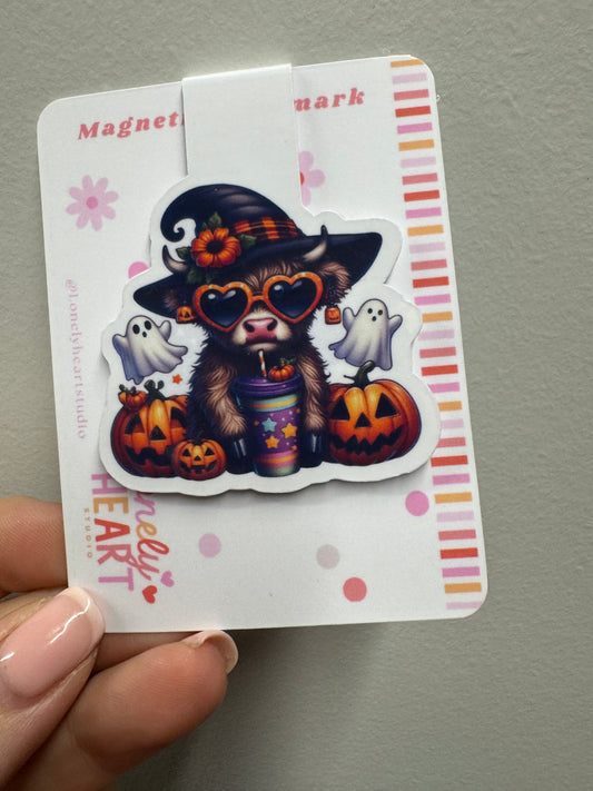 Halloween Highland Cow Magnetic Bookmark