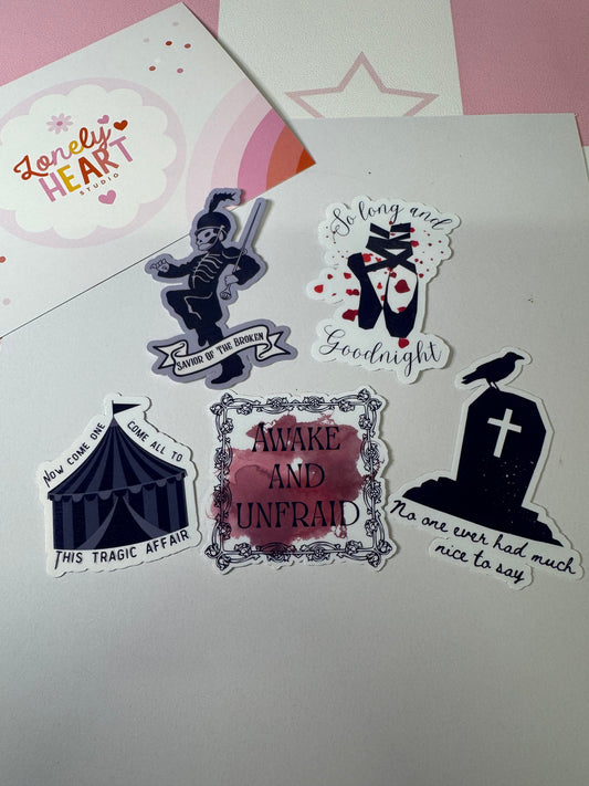 My Chemical Romance inspired Sticker Pack - contains 5 vinyl gloss stickers