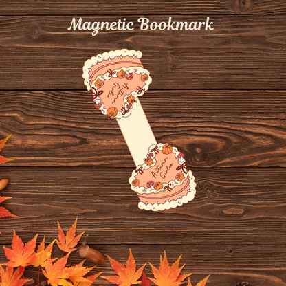 🍰 Autumn Girlie Cream Cake Magnetic Bookmark– Cozy Fall Aesthetic 🎃🍂✨