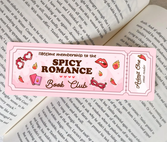 🎟️ Lifetime Membership – Spicy Romance Book Club Admit One Bookmark  🎀☕