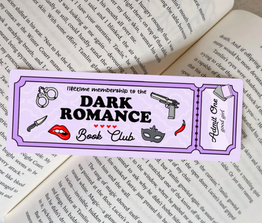 🎟️ Lifetime Membership – Dark Romance Book Club Admit One Bookmark  🎀☕