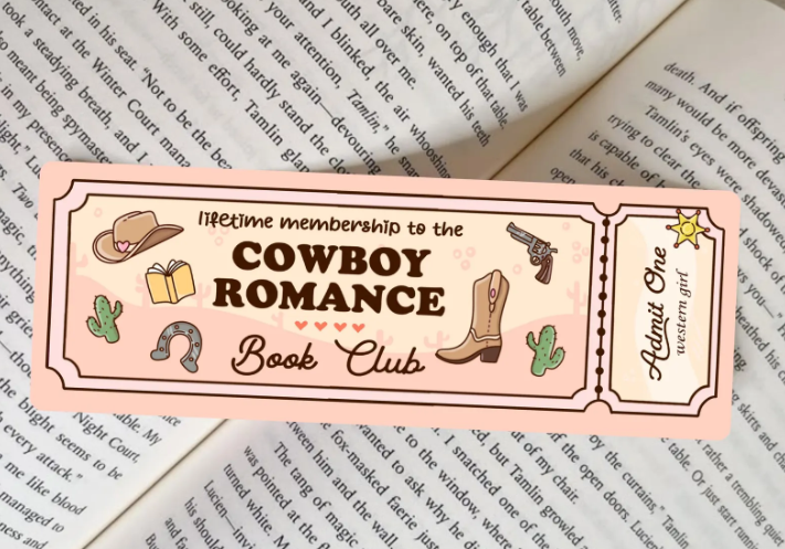 🎟️ Lifetime Membership – Cowboy Romance Book Club Admit One Bookmark  🎀☕