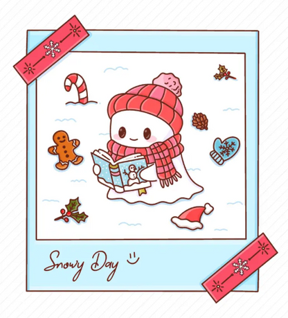 Christmas Vinyl Sticker - Cute Bookish Polaroid Ghostie