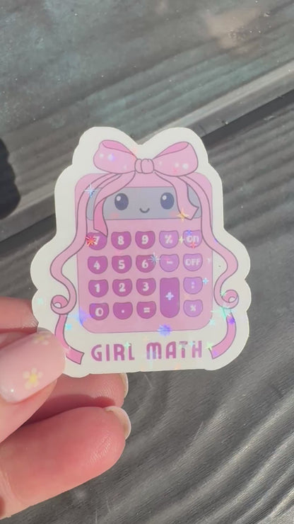 Girl Math Calculator Holographic vinyl sticker