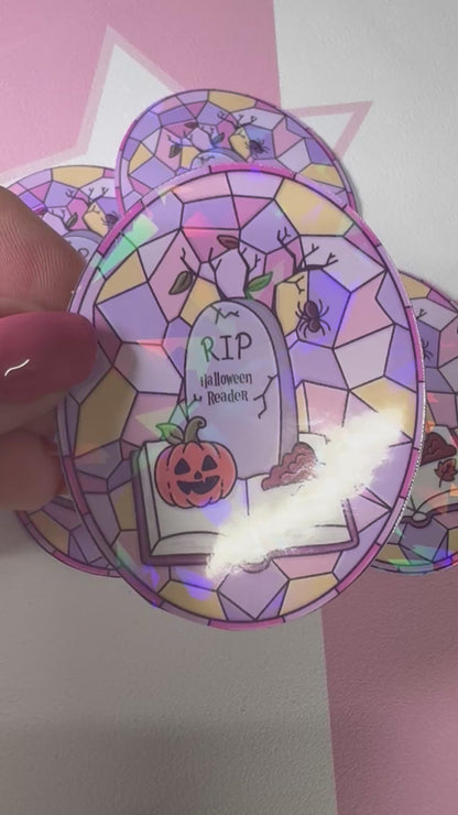 Halloween Holographic stain glass window Sticker – Halloween Aesthetic 💜