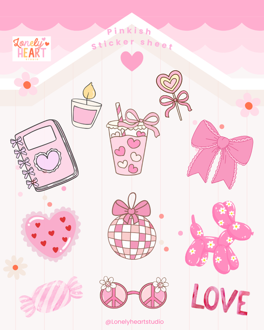 Coquette Girlie Sticker Sheet - Contains 11 cute stickers